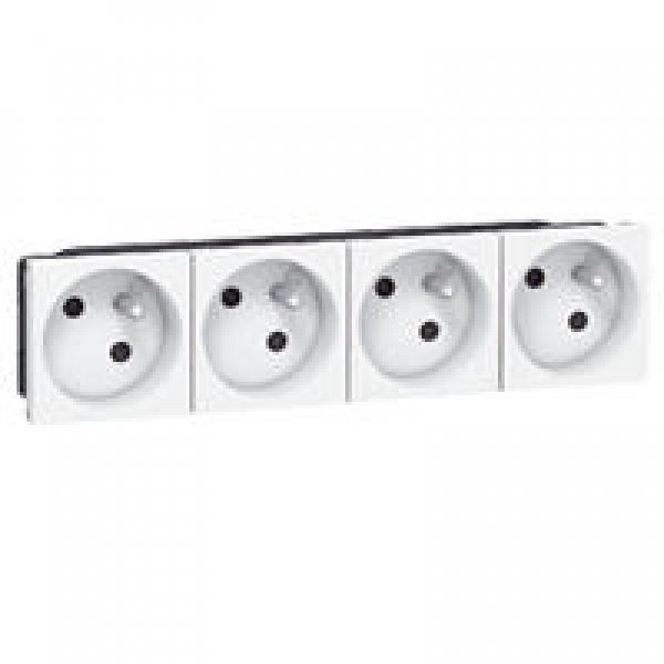 Prise multi supports Prog Mosaic - 4x2P+T à 45° - bornes auto -