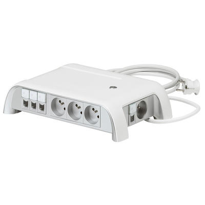 Bloc salle de réunion table centrale - 8x2P+T + switch 6 ports -