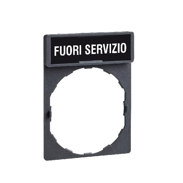 legend holder 30 x 40 mm with legend 8 x 27 mm with marking FUORI SERVIZIO