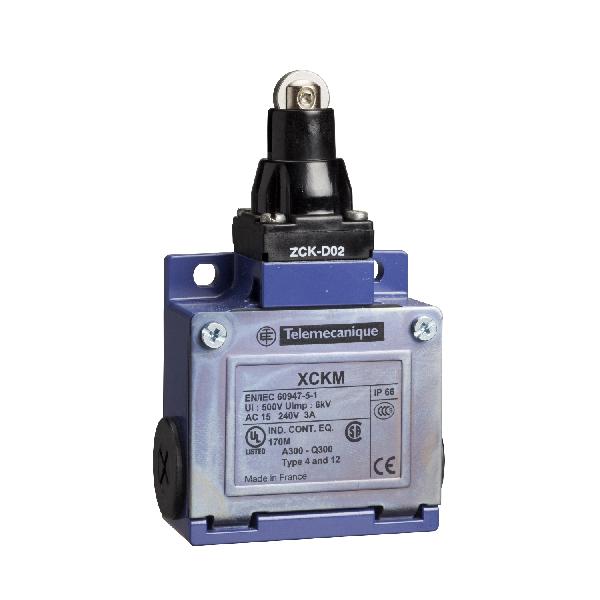 limit switch XCKM - thermoplastic roller lever - 1NC+1NO - snap action