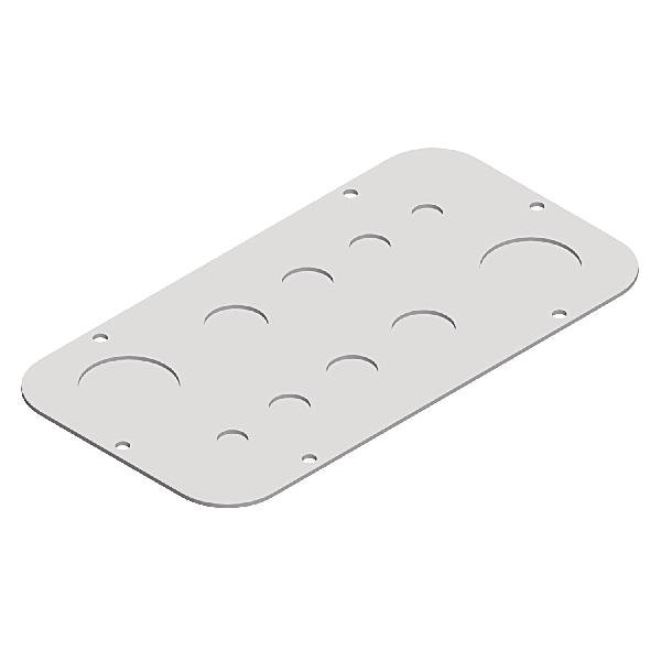 plaque passe-câble prédéfonçable 245x130 pour coffret