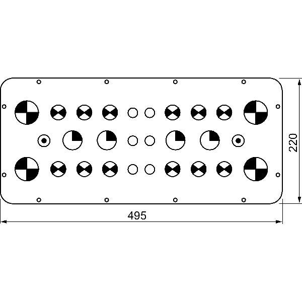 plaque passe-câble prédéfonçable 495x220 pour coffret