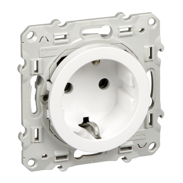 Odace - 1 socket-outlet - 2P + E - shuttered - side earth - 16 A - white