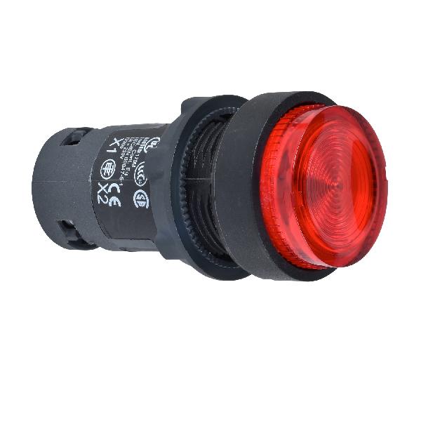 red illuminated pushbutton Ø 22 - push and push-to-release - 230 V - 1 NO