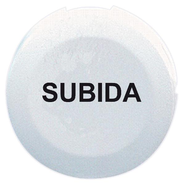 white cap marked SUBIDA for circular non illuminated pushbutton Ø16