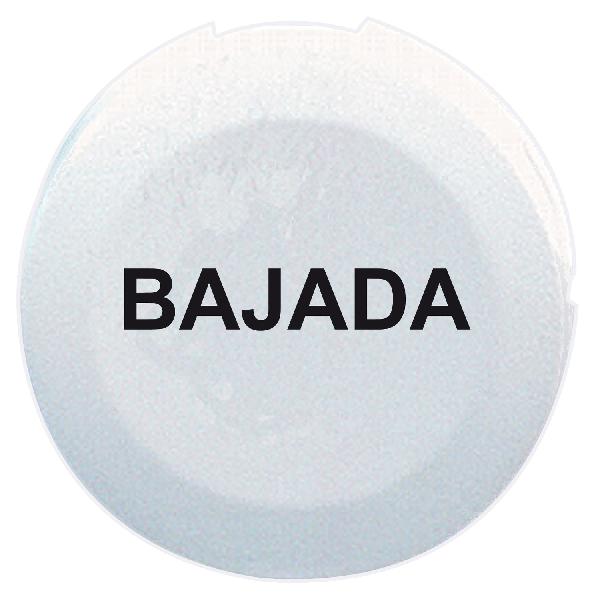 white cap marked BAJADA for circular non illuminated pushbutton Ø16