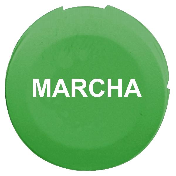 green cap marked MARCHA for circular non illuminated pushbutton Ø16