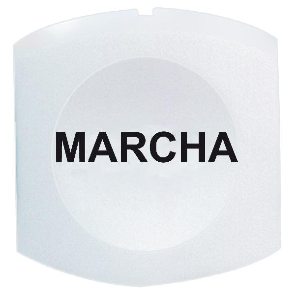 white cap marked MARCHA for square non illuminated pushbutton Ø16