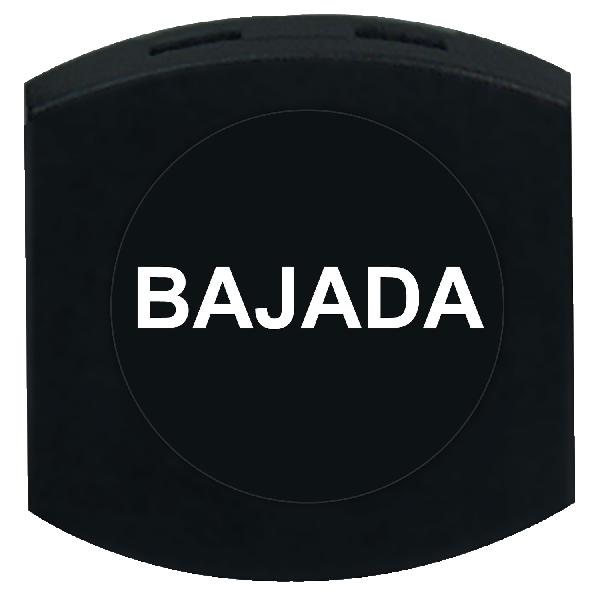 black cap marked BAJADA for square non illuminated pushbutton Ø16