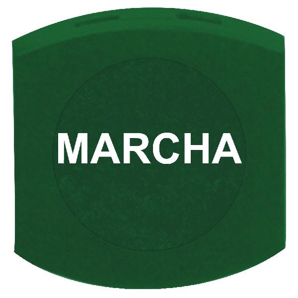 green cap marked MARCHA for square non illuminated pushbutton Ø16