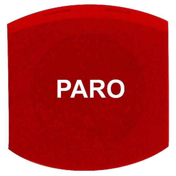 red cap marked PARO for square non illuminated pushbutton Ø16