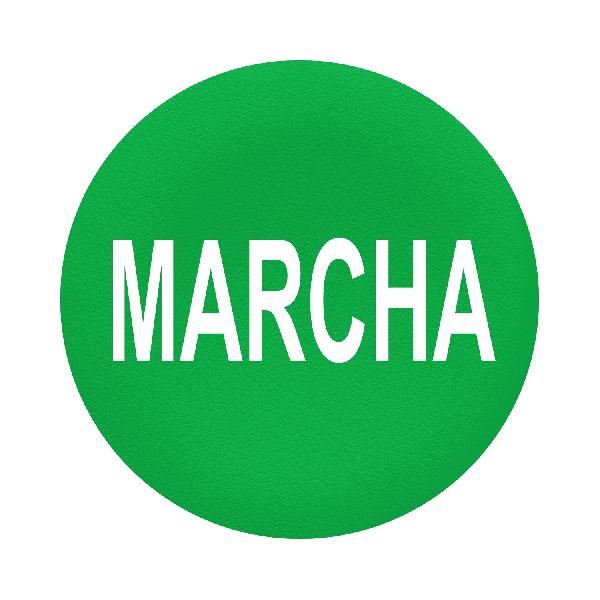 green cap marked MARCHA for circular pushbutton Ø22