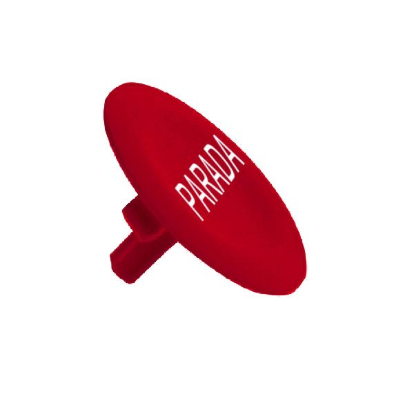 red cap marked PARADA for circular pushbutton Ø22