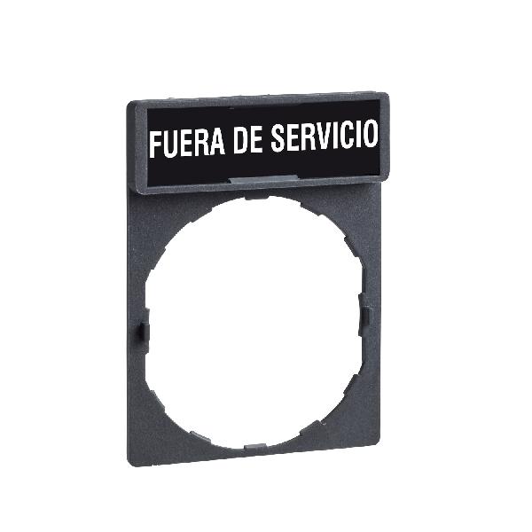 legend holder 30 x 40 mm with legend 8 x 27 mm with marking FUERA DE SERVICIO