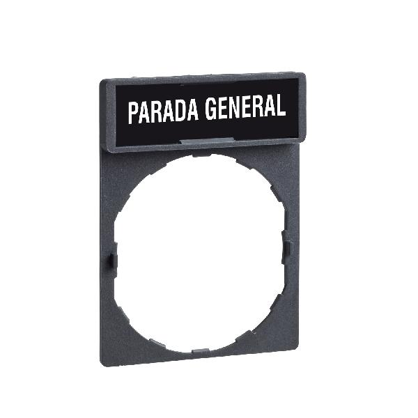 legend holder 30 x 40 mm with legend 8 x 27 mm with marking PARADA GENERAL