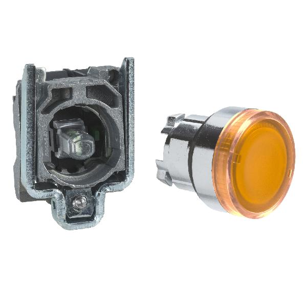 BOUTON POUSS LUMIN IMPULSION JAUNE24V, CONTACT F ZBE101