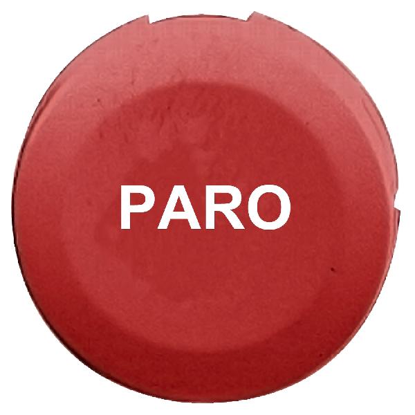 red cap marked PARO for circular non illuminated pushbutton Ø16