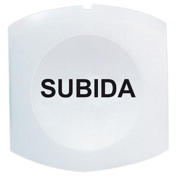 white cap marked SUBIDA for square non illuminated pushbutton Ø16