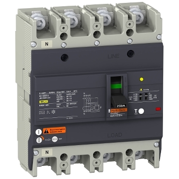 EZCV250H 36KA 4P4D 063A MG EASYPACT EARTH LEAKAGE CIRCUIT BREAKE