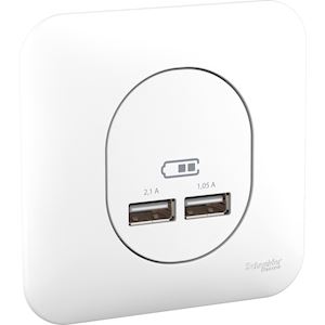 Double chargeur USB2.1 blanc