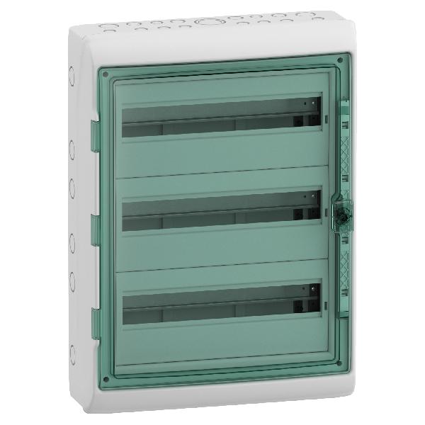 coffret Kaedra en saillie - IP 65 - 3 x 18 modules - porte transparente