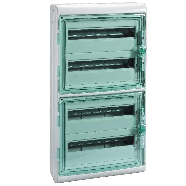 coffret Kaedra en saillie - IP 65 - 4 x 18 modules - porte transparente