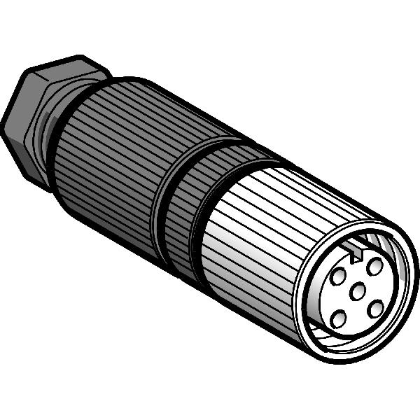 connecteur nu femelle, M12, 4 broches, droit presseétoupe Pg 7