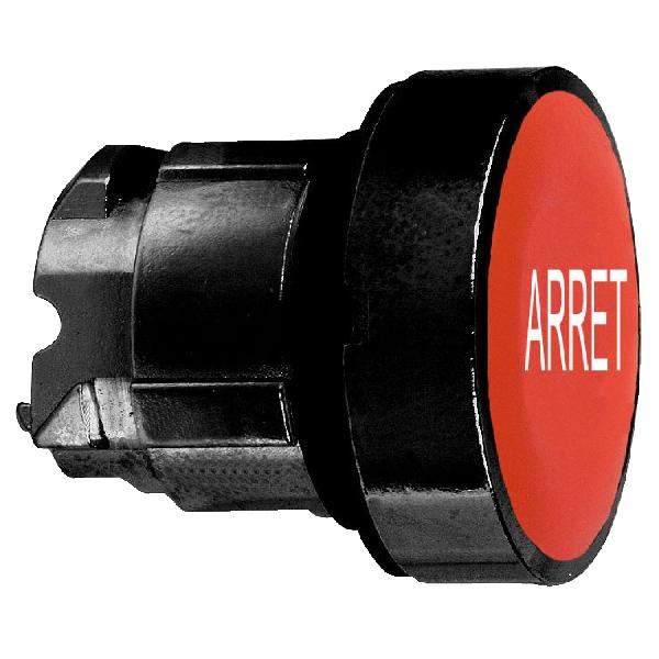 tête bouton poussoir diam 22 rouge ARRET