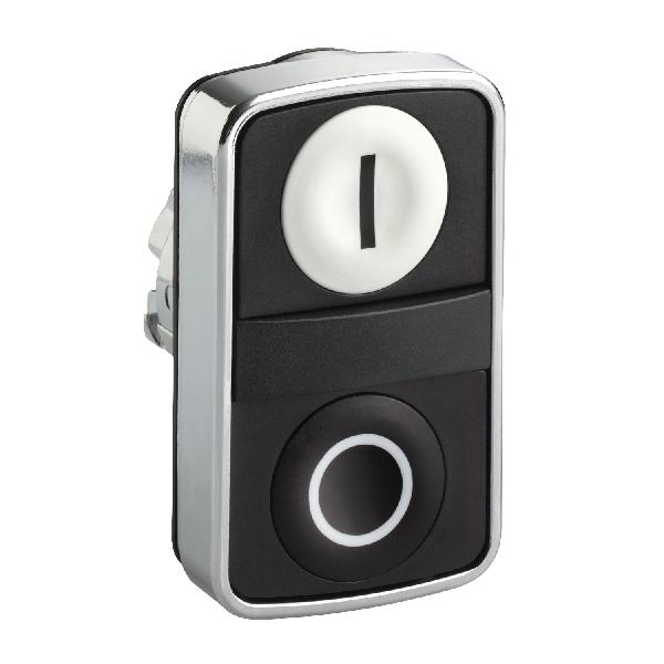 white flush/black flush double-headed pushbutton Ø22 with marking