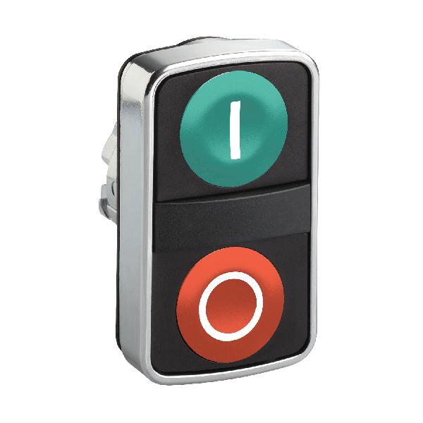 green flush/red flush double-headed pushbutton Ø22 with marking