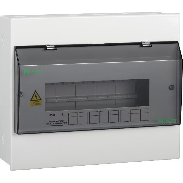 8 Way Resi9 metal consumer unit - smoked front