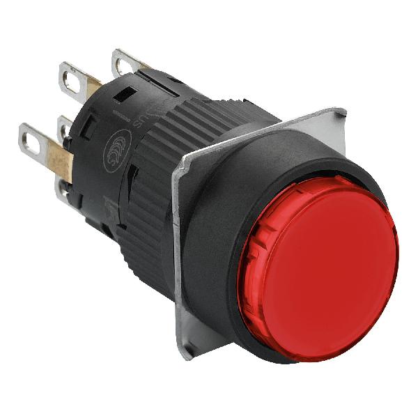 bouton-poussoir LUMIN rouge Ø 16 - pousser-pousser affleurant - 12 V - 2 OF