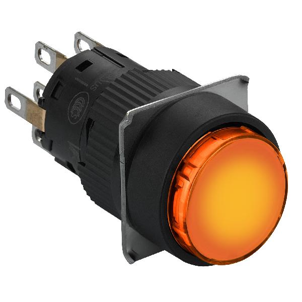 bouton-poussoir LUMIN orange Ø 16 - à impulsion affleurant - 12 V - 2 OF