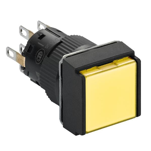 BOUTON POUSS LUMIN jaune diam 16 à impulsion affleurant 12 V 2OF