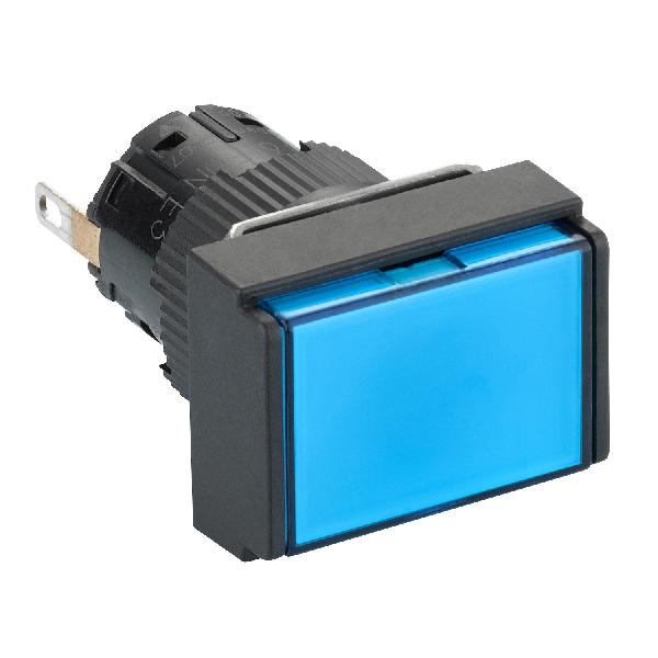 voyant rectangulaire diam 16 IP 65 bleu DEL intégrée 12 V cosses