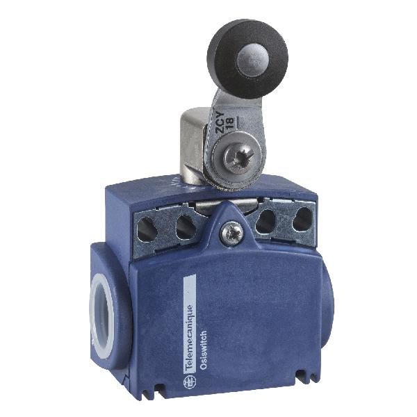 limit switch XCKT - thermoplastic roller lever - 1NC+1NO - snap - 1/2NPT