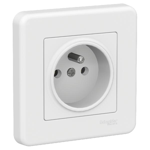 Leona - single socket outlet with pin earth - 16A white