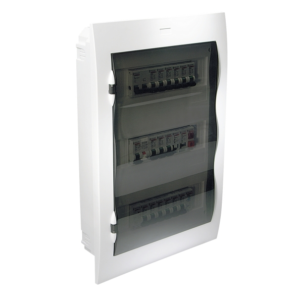 Mini Pragma flush enclosure - IP 40 - 3 x 12 modules - transparent door