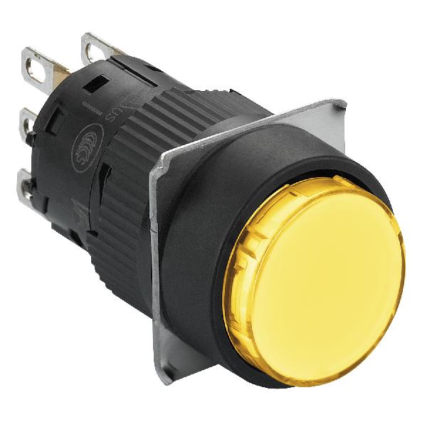 round yellow illuminated pushbutton Ø16-flush push to release 12 VDCpolarised1CO