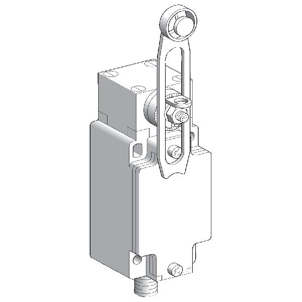 INTERRUPTEUR DE POSITION METAL O ET F TETE ANGULAIRE A RAPPEL LEVIER GALET M12