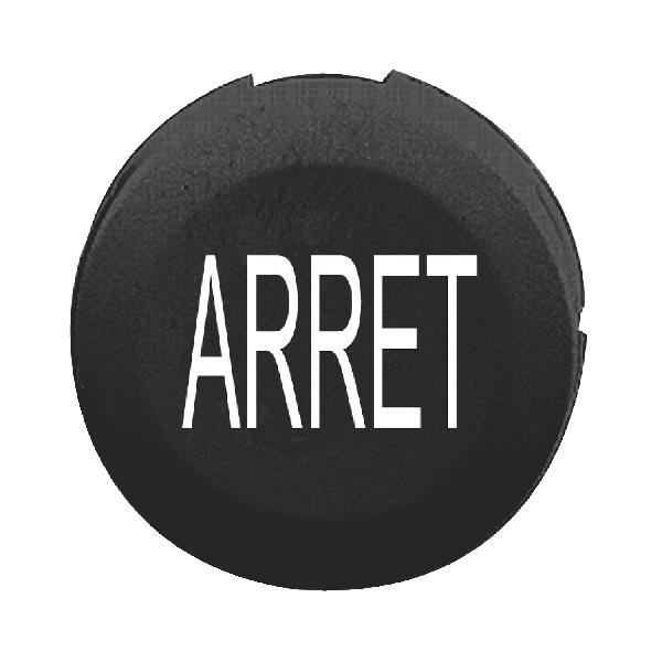 cabochon lisse ARRET - noir pour poussoir rond Ø 16