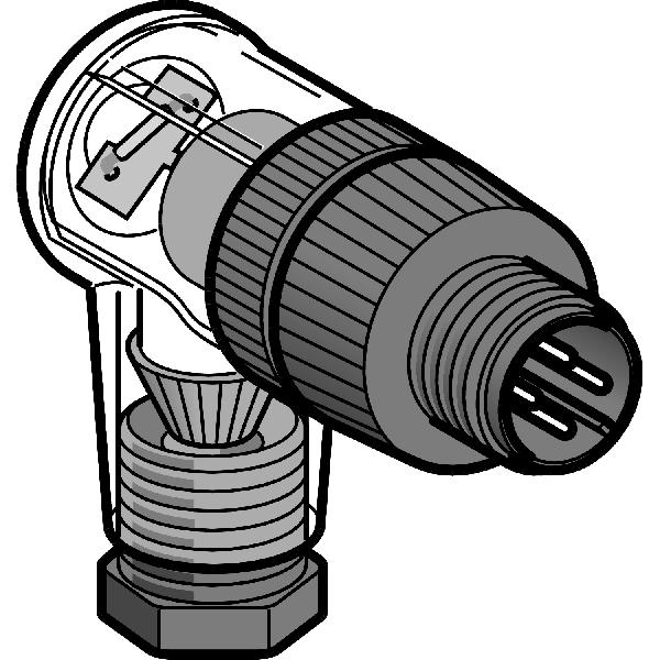 connecteur nu mâle, M12, 4 broches, angle droit presseétoupe Pg 7