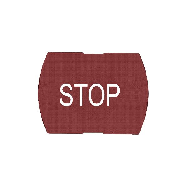 cabochon lisse STOP - rouge pour poussoir rectangulaire Ø 16