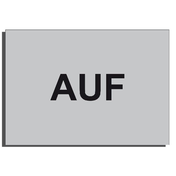 self-adhesive legend 19 x 27 mm with marking "AUF"