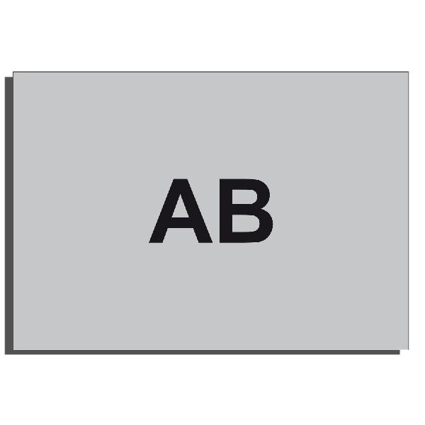 self-adhesive legend 19 x 27 mm with marking "AB"