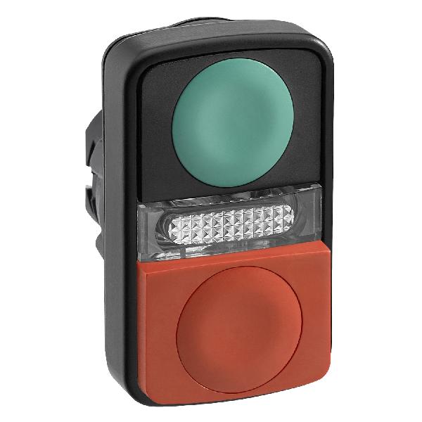 tête bouton poussoir diam 22 vert rouge