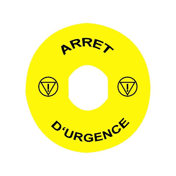 Étiquette circulaire diam 90 mm ARRET D'URGENCE