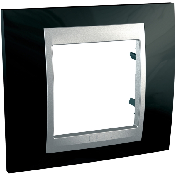 Unica Top Noir Rhodium liseré Alu plaque de finition 1 poste 2 m