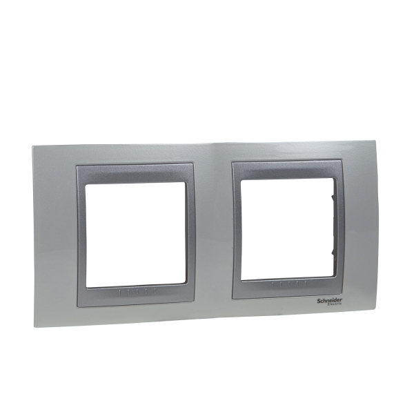 Unica Top Blanc Techno liseré Alu plaque de finition 2 postes 2x