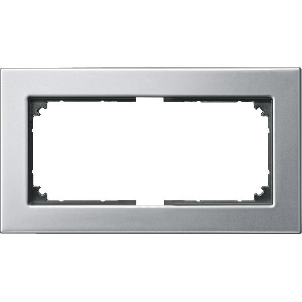 M-PLAN metal frame, 2-gang without central bridge piece, Platinium silver